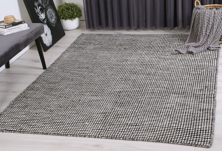 Scandi Charcoal Grey Reversible Wool Rug