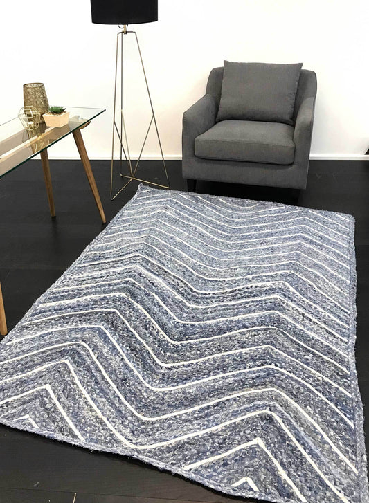 Artisan Blue Natural Chevron Rug