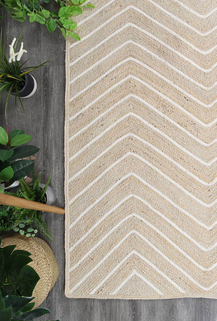 Artisan Light Beige Natural Chevron Rug