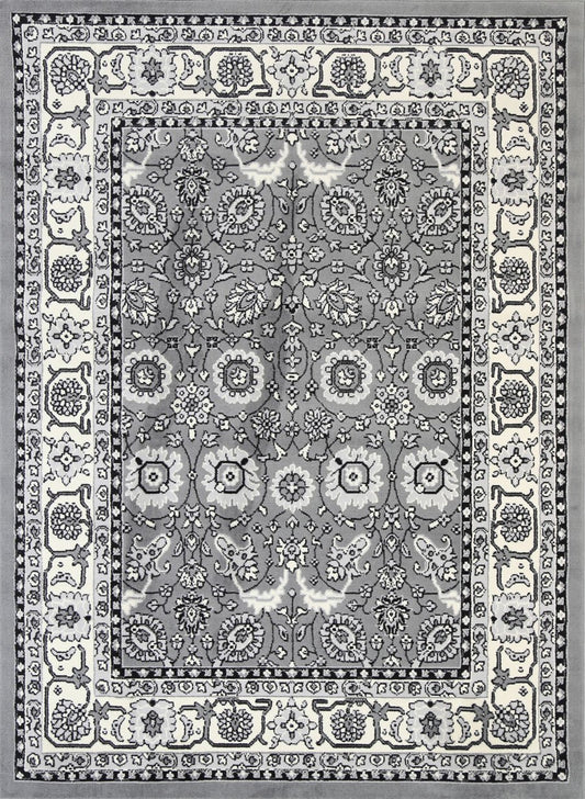 Allure Traditional Border Grey Rug