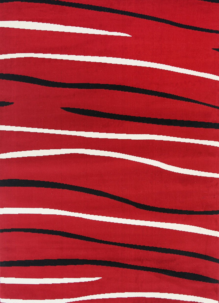 Allure Modern Abstract Stripes Red Rug