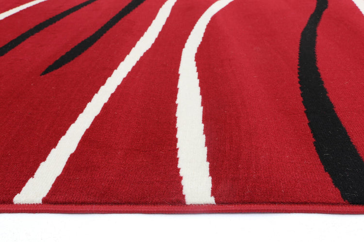 Allure Modern Abstract Stripes Red Rug