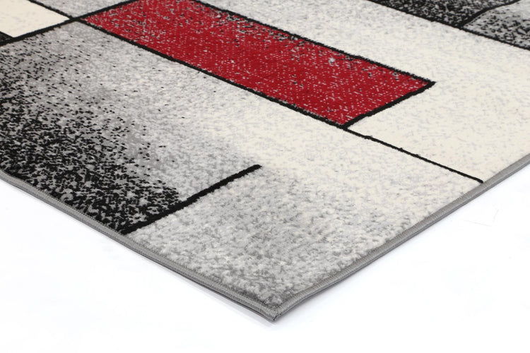 Allure Modern Squares Red Grey Rug