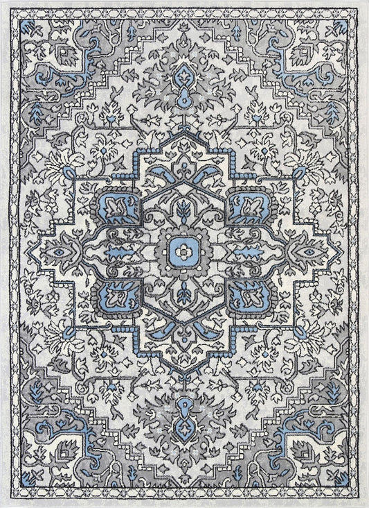 Allure Distressed Vintage Light Blue Light Grey Rug