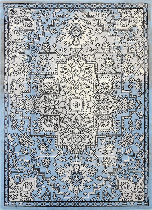 Allure Distressed Vintage Light Grey Light Blue Rug