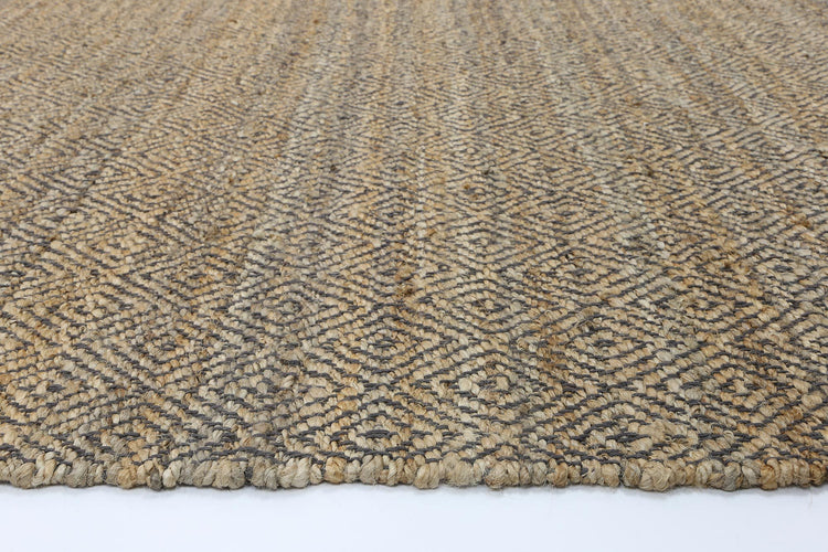 Oslo Grey Jute Diamonds Flat Weave Rug