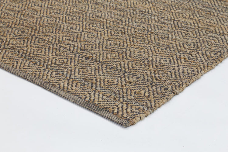 Oslo Grey Jute Diamonds Flat Weave Rug