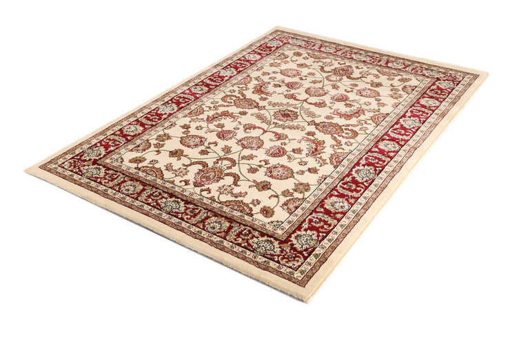 Ornate Cream Traditional Bordered Ikat Rug