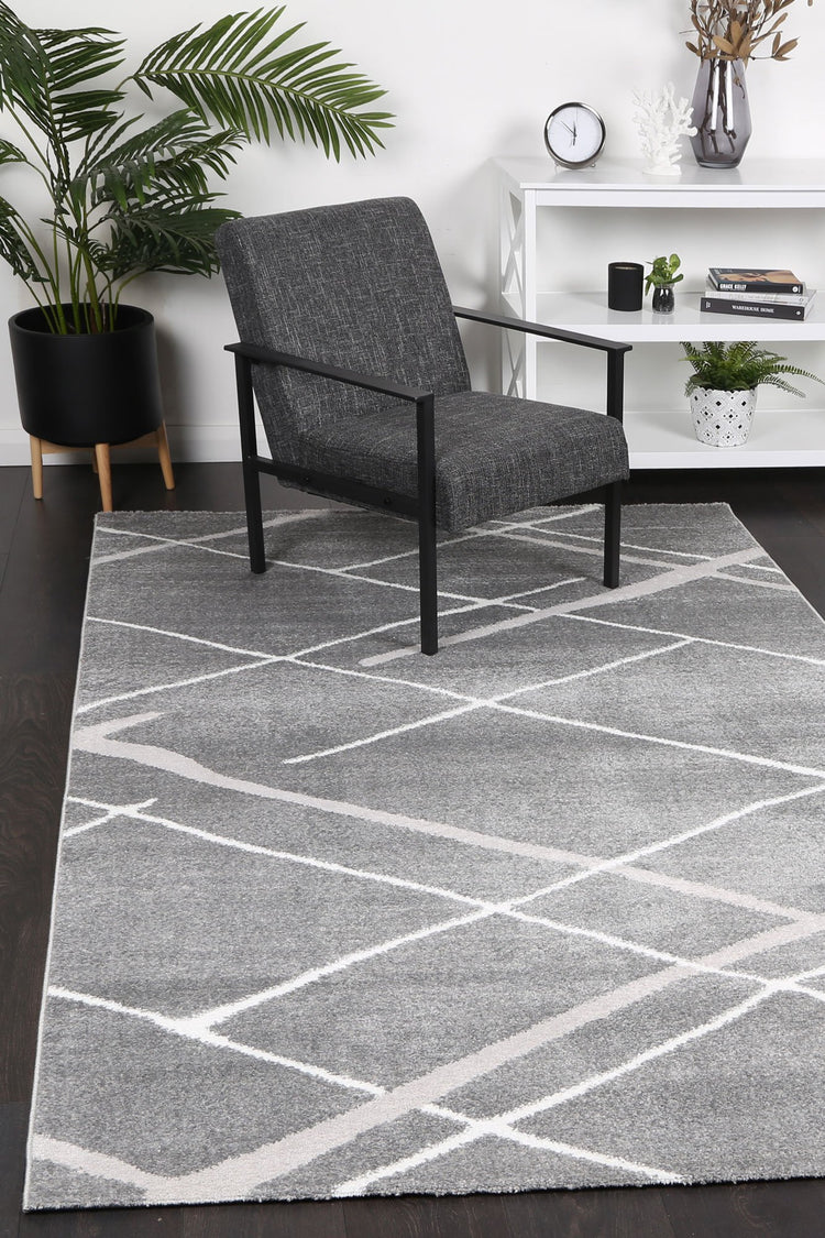 Windjana Abstract Stripe Grey Rug