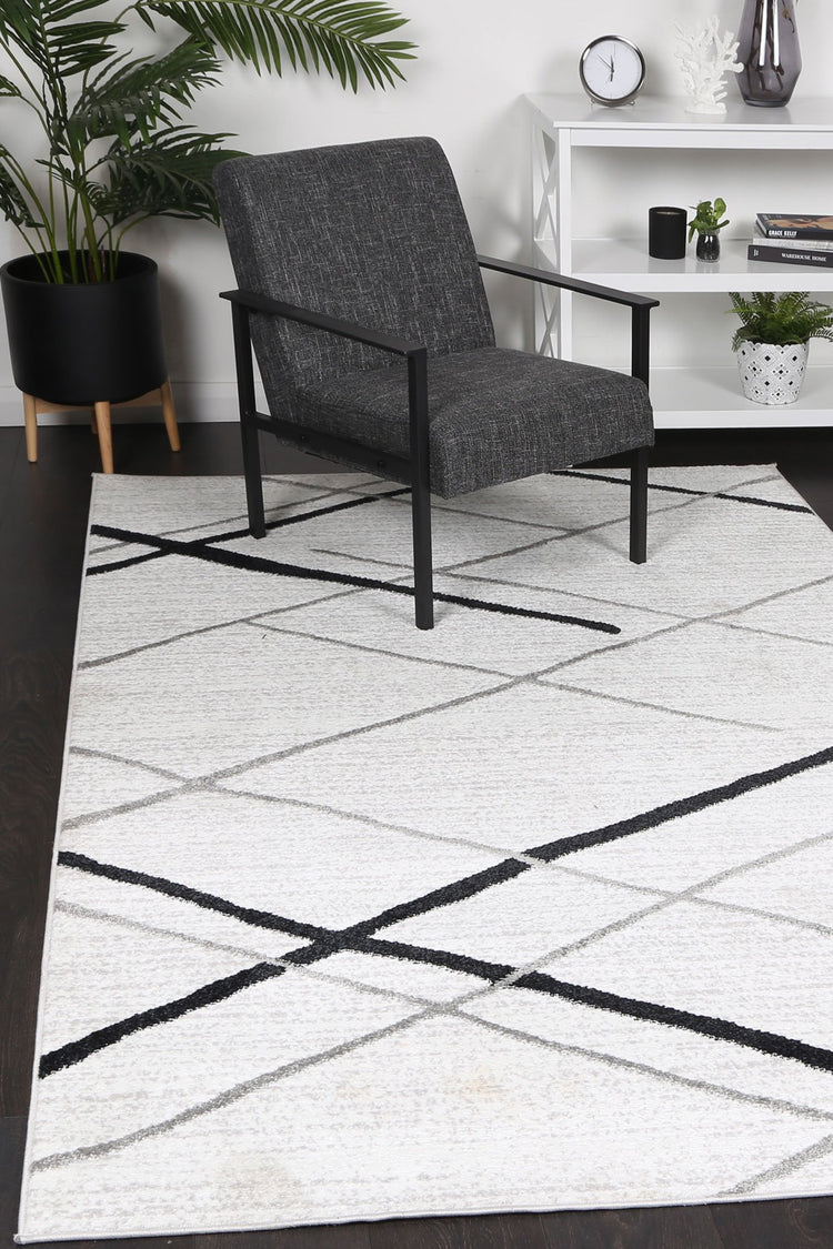 Windjana Abstract Stripe White Rug