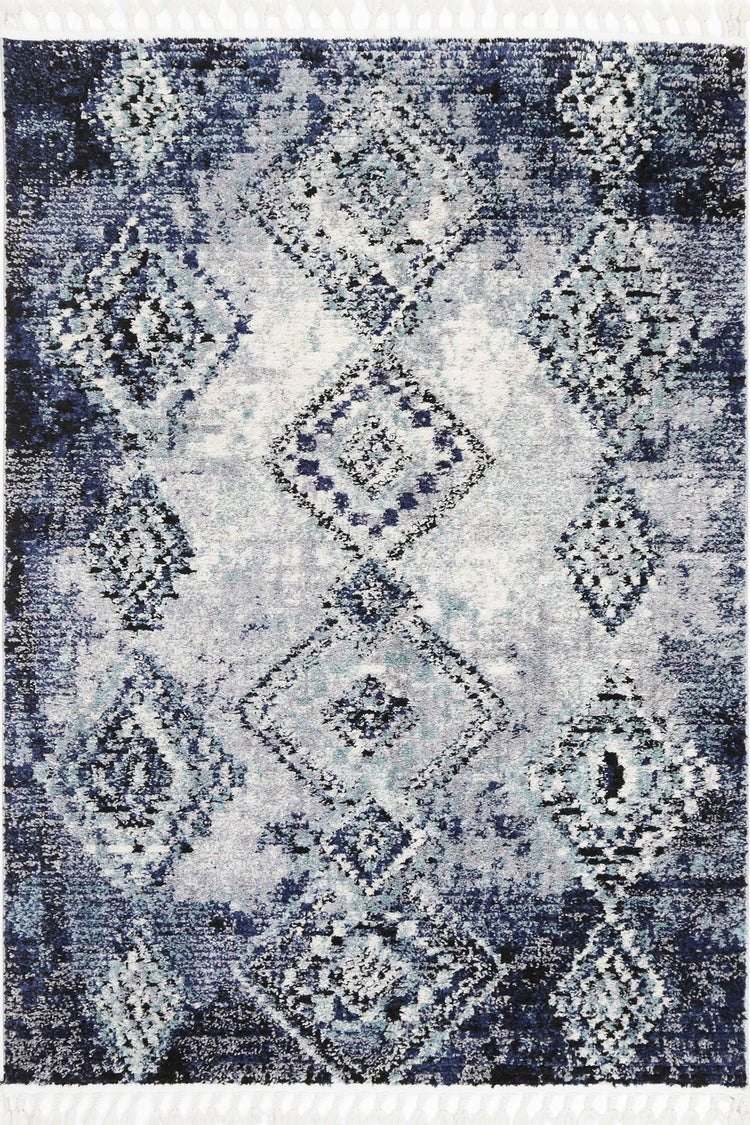 Myk Navy Blue Diamond Abstract Rug