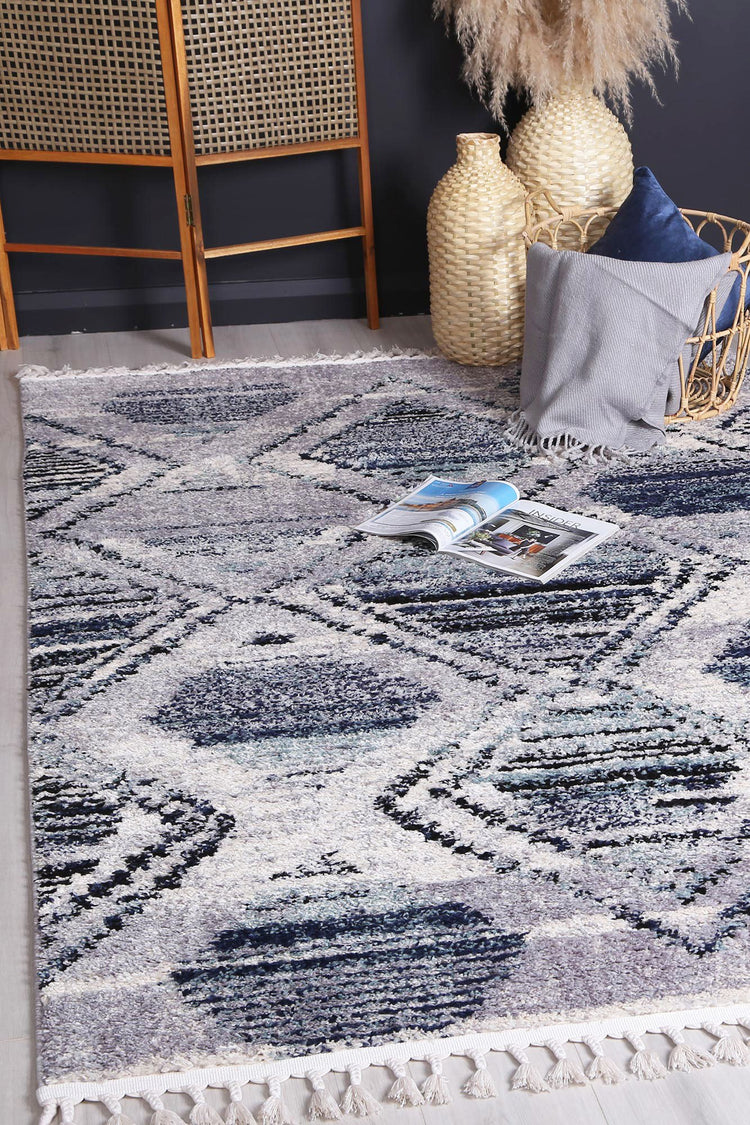 Myk Navy Blue Diamond Rug