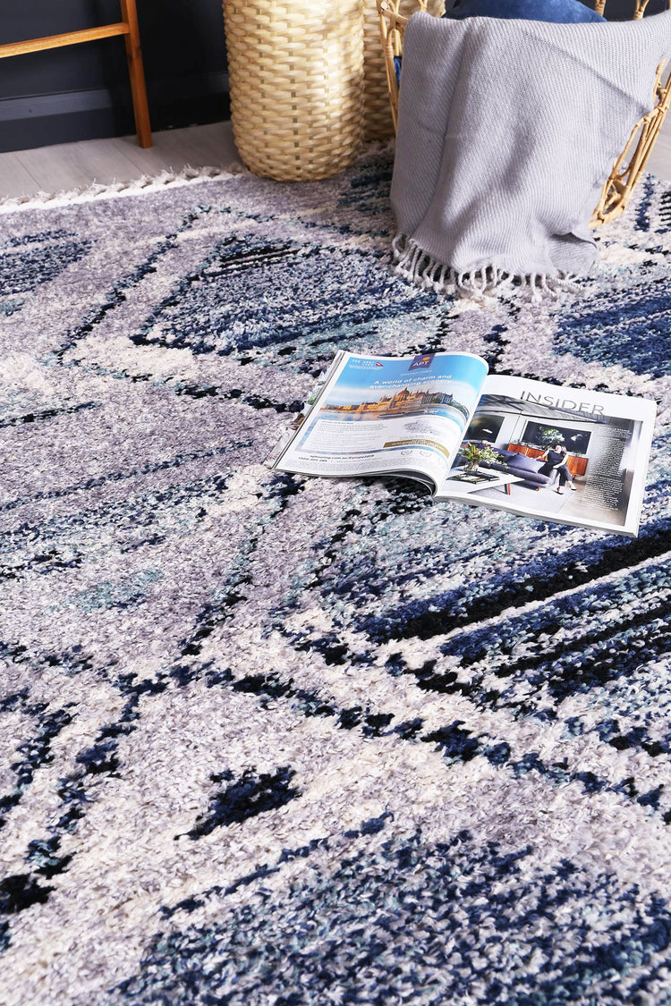 Myk Navy Blue Diamond Rug