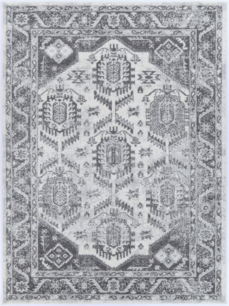 Ligures White Grey Traditional Rug