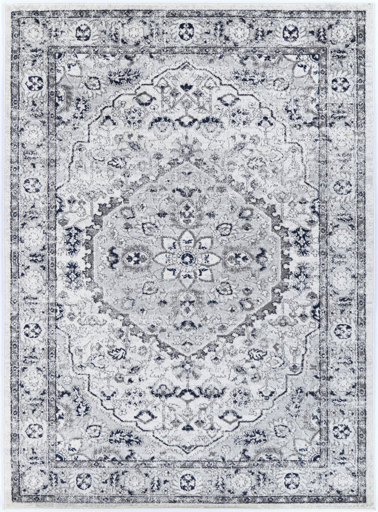 Ligures Cream Navy Floral Rug