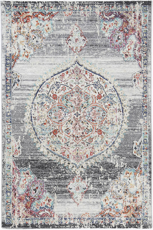 Hollow Medalion Transitional Grey Rug