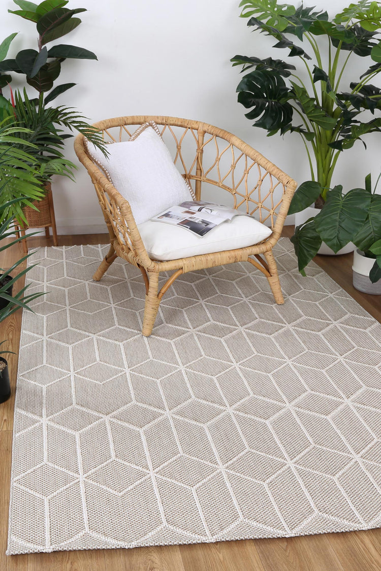 Vanuatu Maemae Beige Geometric Flatweave Rug