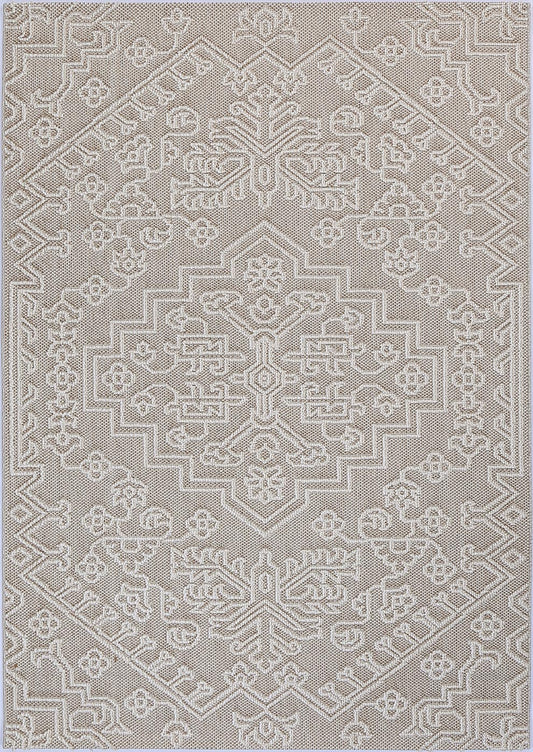 Vanuatu Waita Beige Tribal Flatweave Rug