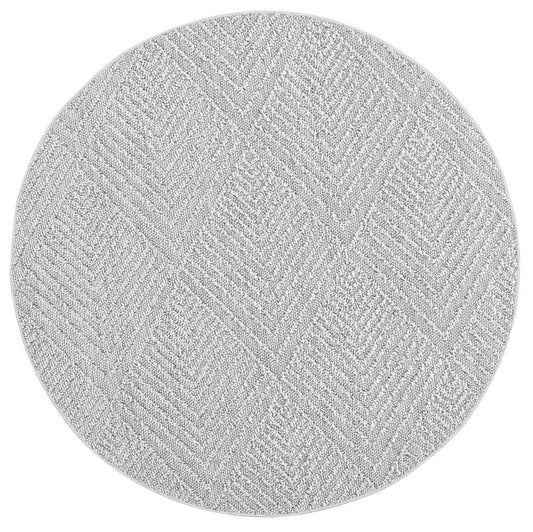 Vanuatu Kini Grey Geometric Round Flatweave Rug