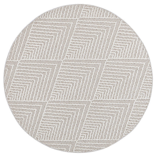 Vanuatu Onika Beige Geometric Round Flatweave Rug