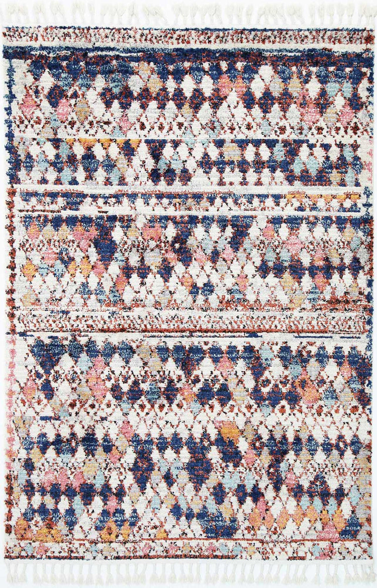 Boho Moroccan Casablanca White Navy Rug