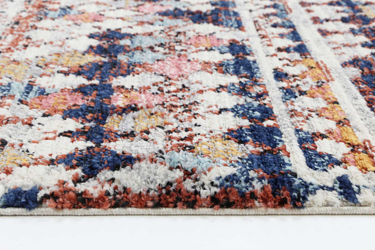 Boho Moroccan Casablanca White Navy Rug